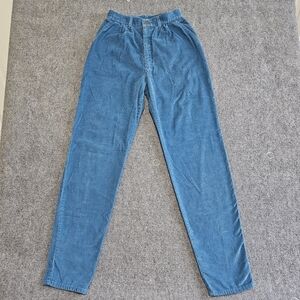 Vintage 80s Lee Riders Corduroy Pleated Pants Womens 9 Blue Tapered Union USA